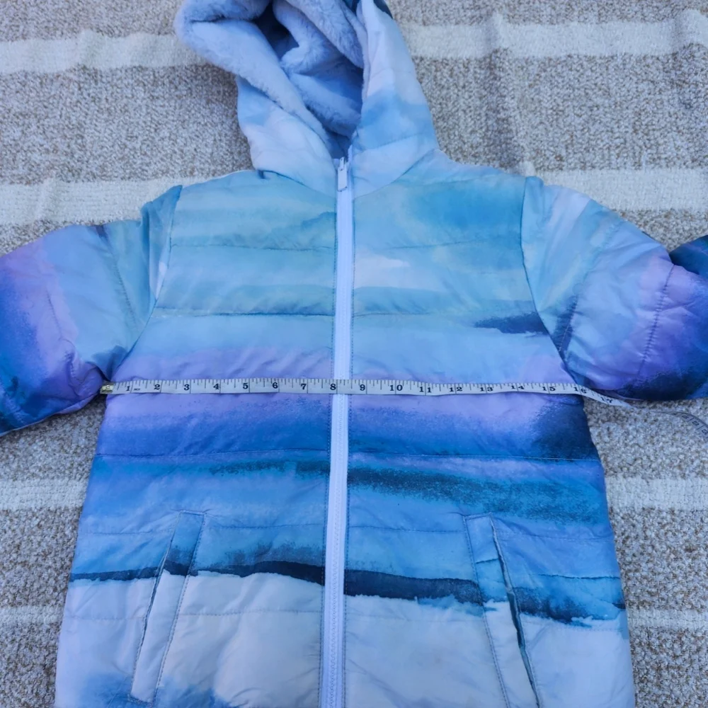 Abercrombie Kids Blue and Purple Puffer Jacket with Hood.. Revirsable - Picture 4 of 7